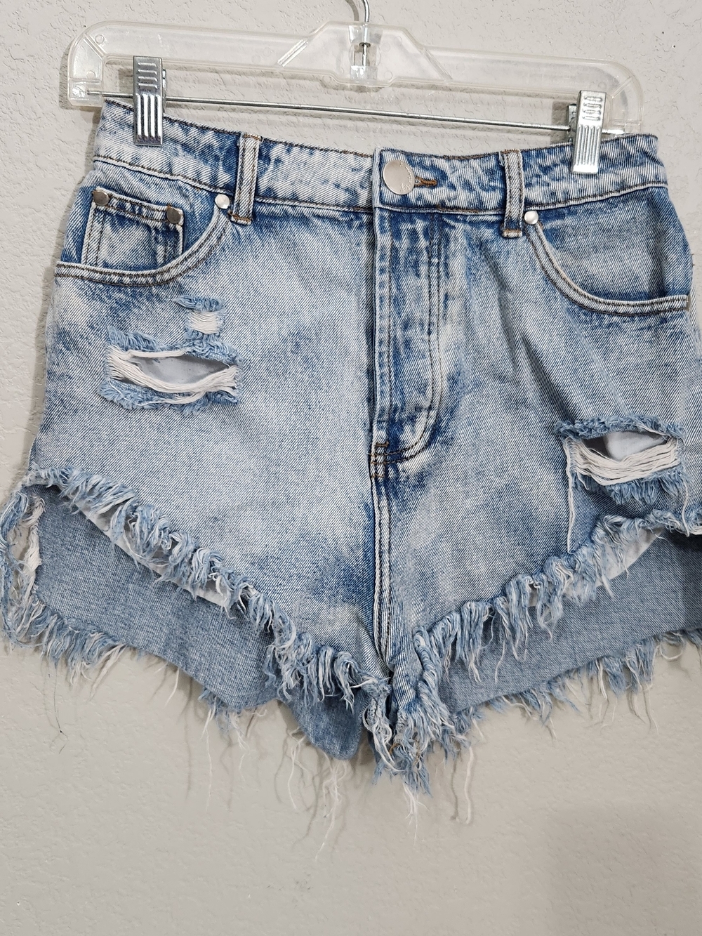 Signature8 Light Blue Distressed High-Rise Denim Shorts